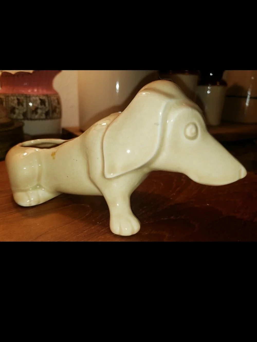 Vintage Dauchshund Planter Cute, Unique Weiner Dog, Hotdog Planter